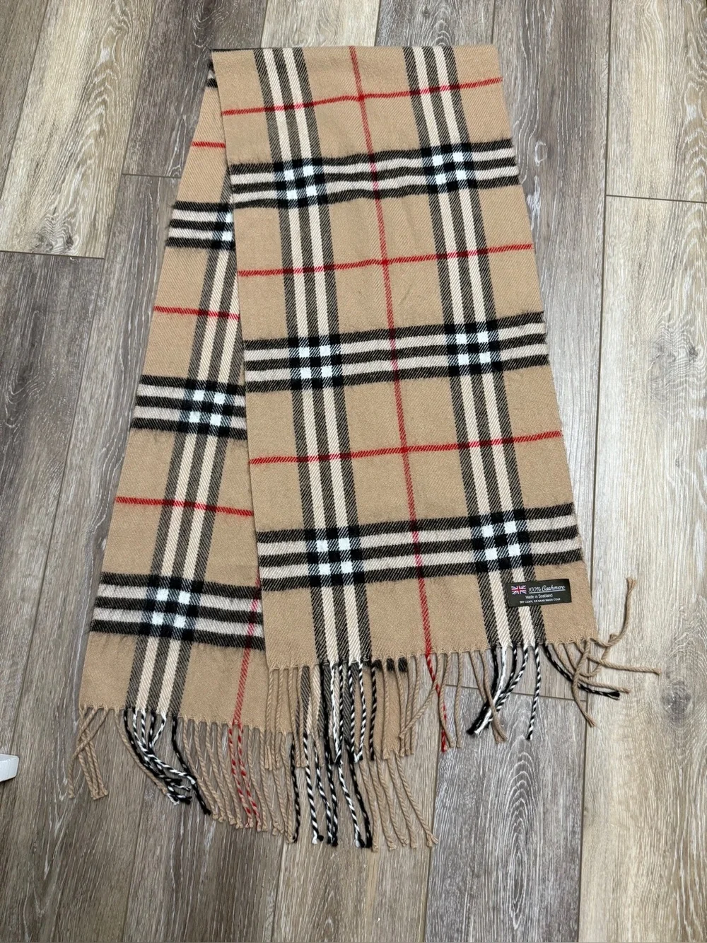 Classic Beige Cashmere Plaid Men's Scarf - Luxury Style (64X14 inches)